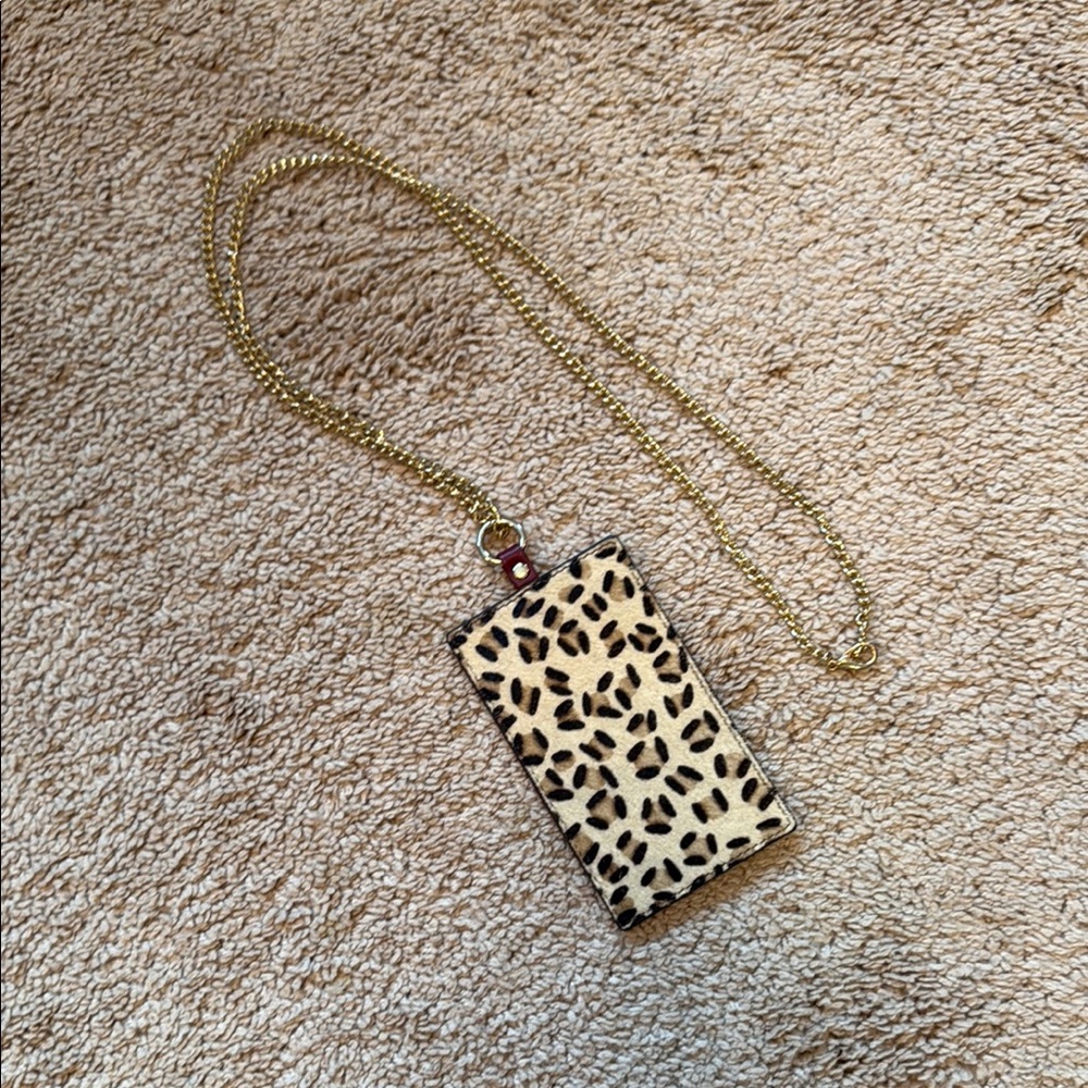 Chicos Leopard Print ID Holder Necklace- new wo tags